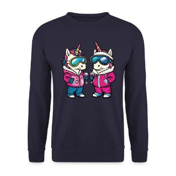Ski d’équipe Licorne - Sweat-shirt Unisexe - marine - Devant - Alina (178cm) & Michal (187cm)