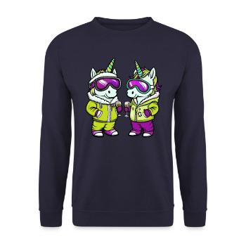 Licorne Ski Après-Ski - Sweat-shirt Unisexe - marine - Devant - Alina (178cm) & Michal (187cm)