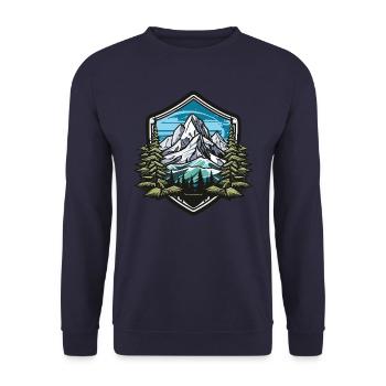 Mountains Winter Forest Peaks - Unisex Sweatshirt - navy - Front - Alina (178cm) & Michal (187cm)