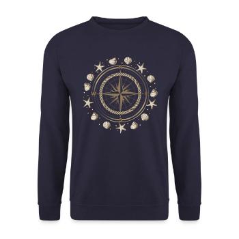 Compass Maritime Shells - Unisex Sweatshirt - navy - Front - Alina (178cm) & Michal (187cm)
