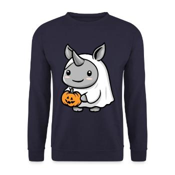 Rhino Halloween bande dessinée fantôme - Sweat-shirt Unisexe - marine - Devant - Alina (178cm) & Michal (187cm)
