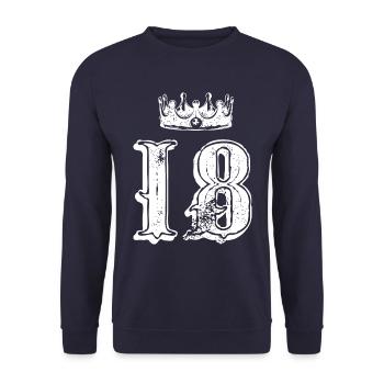 18 Zahl Krone - Unisex Pullover - Navy - Vorne - Alina (178cm) & Michal (187cm)