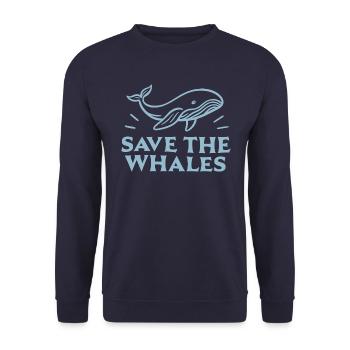 Save the whales marine animals - Unisex Sweatshirt - navy - Front - Alina (178cm) & Michal (187cm)