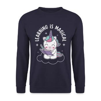 Learning is Magical - Unisex Sweatshirt - navy - Front - Alina (178cm) & Michal (187cm)