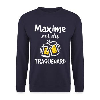 Maxime Roi Du Traquenard - Humour De Maxime - Sweat-shirt Unisexe - marine - Devant - Alina (178cm) & Michal (187cm)