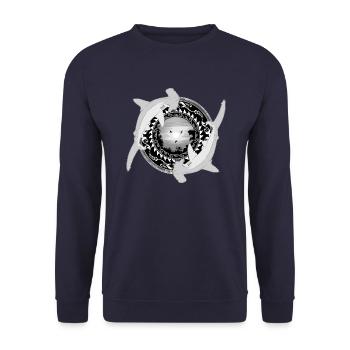 Hammerhead Shark Hawaiian - Unisex Sweatshirt - navy - Front - Alina (178cm) & Michal (187cm)