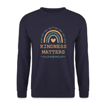 KINDNESS MATTERS - Unisex Sweatshirt - navy - Front - Alina (178cm) & Michal (187cm)