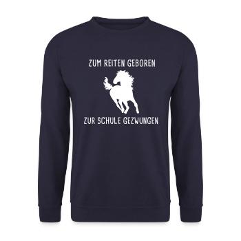 Pour l'équitation nés à l'école des chevaux forcés - Sweat-shirt Unisexe - marine - Devant - Alina (178cm) & Michal (187cm)