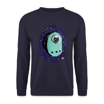 Weltraum-Kätzchen - Unisex Pullover - Navy - Vorne - Alina (178cm) & Michal (187cm)