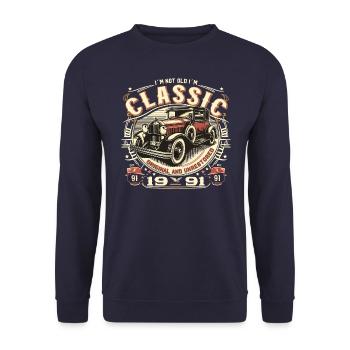 33rd Birthday Oldtimer 1991 NOT OLD CLASSIC - Unisex Sweatshirt - navy - Front - Alina (178cm) & Michal (187cm)