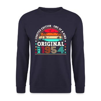 Original Mai 1954 68. Geburtstag Geschenk Herren - Unisex Pullover - Navy - Vorne - Alina (178cm) & Michal (187cm)