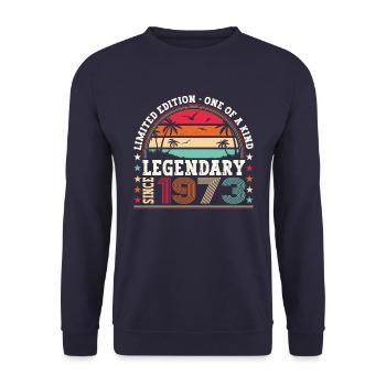 Legendary 1973 50th Birthday Gift Men - Fun - Unisex Sweatshirt - navy - Front - Alina (178cm) & Michal (187cm)