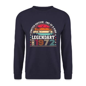 Legendary 1972 51st Birthday Gift Men - Fun - Unisex Sweatshirt - navy - Front - Alina (178cm) & Michal (187cm)