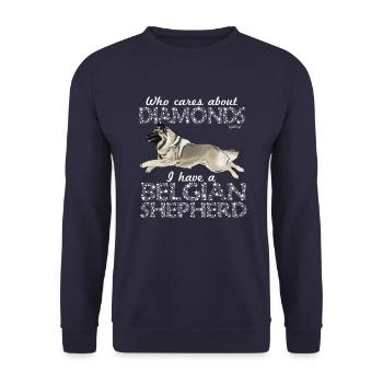 BelgianShep Diamonds3 - Unisex Sweatshirt - navy - Front - Alina (178cm) & Michal (187cm)
