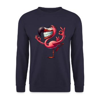 Cute Cartoon Flamingo Yoga Gymnastics - Unisex Sweatshirt - navy - Front - Alina (178cm) & Michal (187cm)