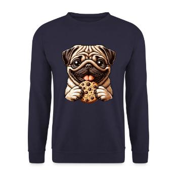 Funny Pug Dog, Cookies, Dessert, Dessert - Unisex Sweatshirt - navy - Front - Alina (178cm) & Michal (187cm)