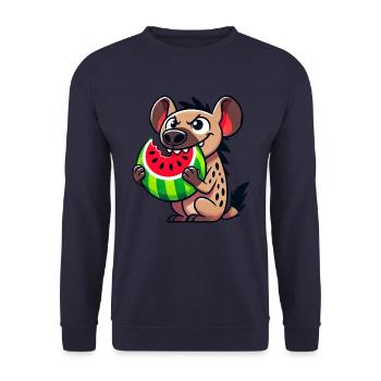 Cute hyena with watermelon cartoon fruit summer - Unisex Sweatshirt - navy - Front - Alina (178cm) & Michal (187cm)