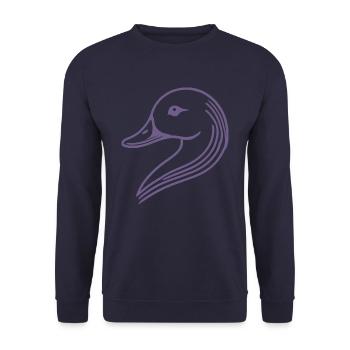 Tête de silhouette de cygne de canard minimaliste - Sweat-shirt Unisexe - marine - Devant - Alina (178cm) & Michal (187cm)