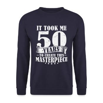 50 Years Birthday Saying 50 Birthday Gift - Unisex Sweatshirt - navy - Front - Alina (178cm) & Michal (187cm)