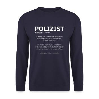 Polizist Definition - Unisex Pullover - Navy - Vorne - Alina (178cm) & Michal (187cm)