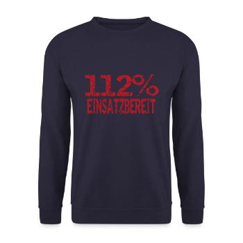 Feuerwehrmann 112% Einsatzbereit Feuerwehr - Unisex Pullover - Navy - Vorne - Alina (178cm) & Michal (187cm)