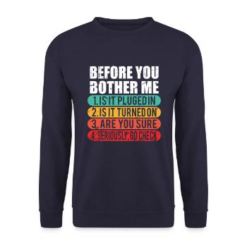 Lustiger technischer Support / Computer Techie Nerd Geschenk - Unisex Pullover - Navy - Vorne - Alina (178cm) & Michal (187cm)