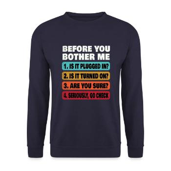 Lustige Informationstechnologie Tech | Technische Supp - Unisex Pullover - Navy - Vorne - Alina (178cm) & Michal (187cm)