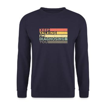 Lustiger Logopäde Pathologe / SLP-Therapie G. - Unisex Pullover - Navy - Vorne - Alina (178cm) & Michal (187cm)