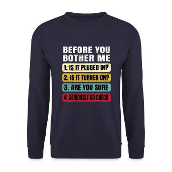 Lustige Informationstechnologie Tech | Technische Supp - Unisex Pullover - Navy - Vorne - Alina (178cm) & Michal (187cm)