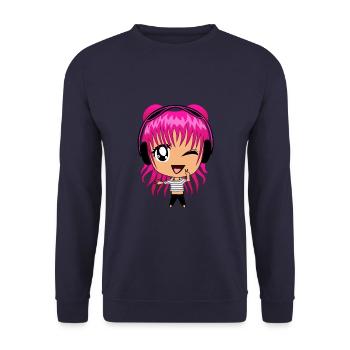 Anime, jeux, jeu, jouer, musique, émoticônes, fille - Sweat-shirt Unisexe - marine - Devant - Alina (178cm) & Michal (187cm)
