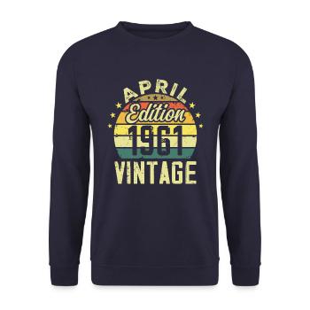 Millésime Avril 1961 - Cadeau Anniversaire 1961 - Sweat-shirt Unisexe - marine - Devant - Alina (178cm) & Michal (187cm)
