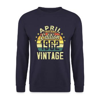 Vintage April 1962 - 1962 Anniversary Gift - Unisex Sweatshirt - navy - Front - Alina (178cm) & Michal (187cm)