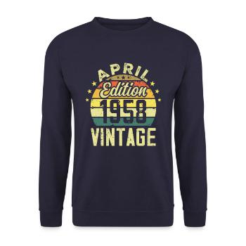 Millésime Avril 1958 - Cadeau Anniversaire 1958 - Sweat-shirt Unisexe - marine - Devant - Alina (178cm) & Michal (187cm)