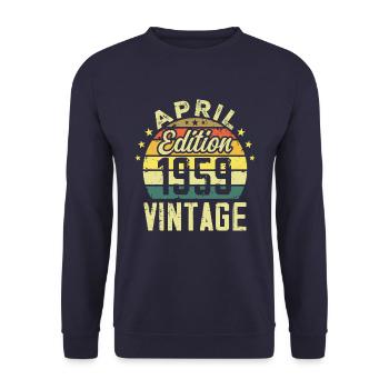 Millésime Avril 1959 - Cadeau Anniversaire 1959 - Sweat-shirt Unisexe - marine - Devant - Alina (178cm) & Michal (187cm)