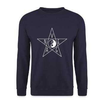 Vegan Pentagramm - Unisex Pullover - Navy - Vorne - Alina (178cm) & Michal (187cm)