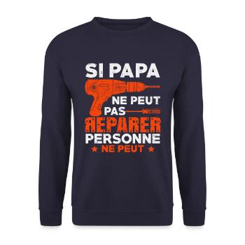 papa bricoleur,cadeau pour papa - Sweat-shirt Unisexe - marine - Devant - Alina (178cm) & Michal (187cm)