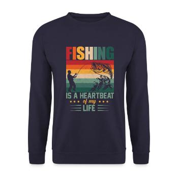 La pêche est un battement de cœur de ma vie - Sweat-shirt Unisexe - marine - Devant - Alina (178cm) & Michal (187cm)