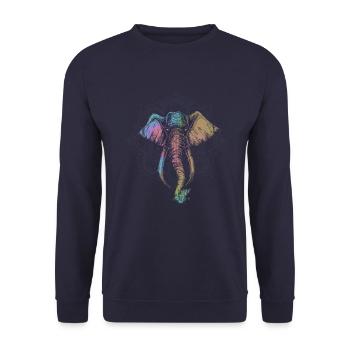 elephant coloré + mandala - Sweat-shirt Unisexe - marine - Devant - Alina (178cm) & Michal (187cm)