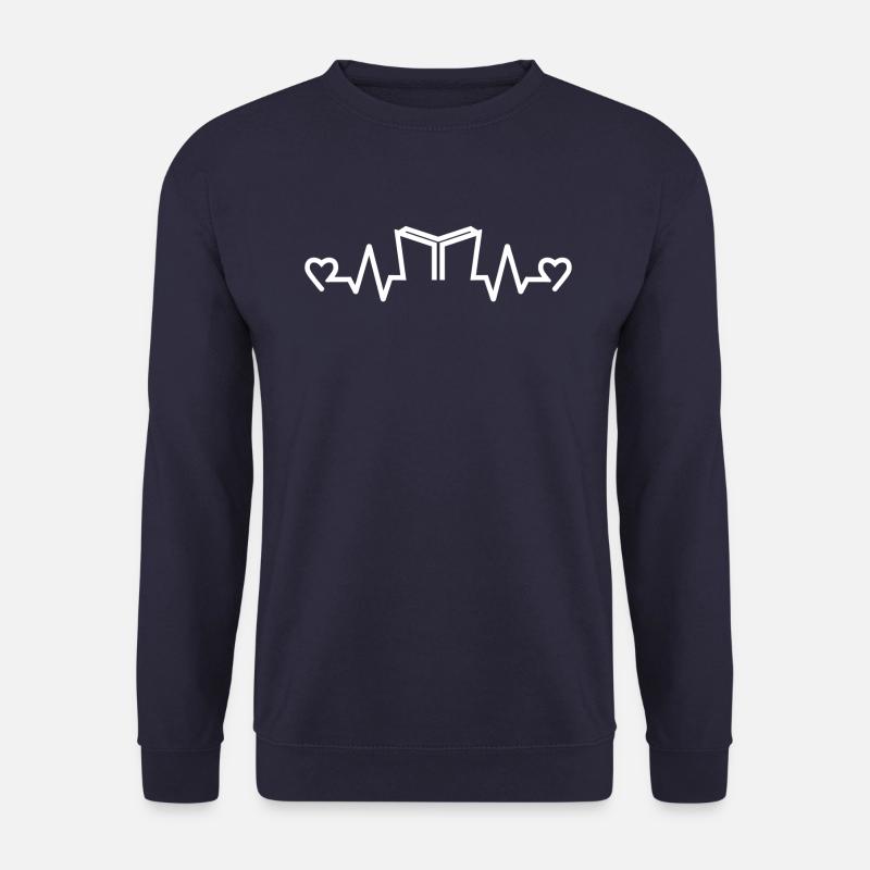 Herzfrequenz Buch Reader, Reader, Bücher - Unisex Pullover - Navy