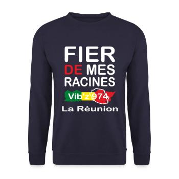 Fier de mes origines 974 - Sweat-shirt Unisexe - marine - Devant - Alina (178cm) & Michal (187cm)