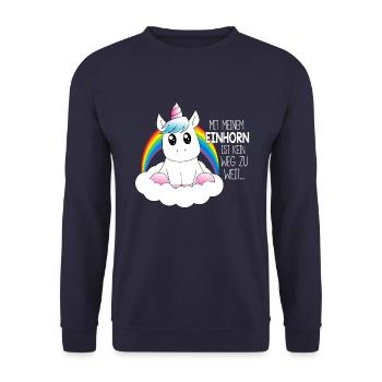 Mit meinem Einhorn - Unisex Pullover - Navy - Vorne - Alina (178cm) & Michal (187cm)