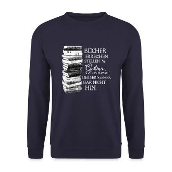 Les livres atteignent des endroits dans le cerveau - Sweat-shirt Unisexe - marine - Devant - Alina (178cm) & Michal (187cm)