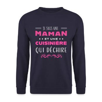 Maman et une cuisinière qui déchire mère humour - Sweat-shirt Unisexe - marine - Devant - Alina (178cm) & Michal (187cm)