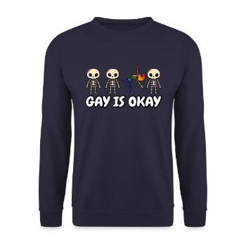 Gay is okay Rainbow Skeleton LGBT Pride Month - Sweat-shirt Unisexe - marine - Devant - Alina (178cm) & Michal (187cm)
