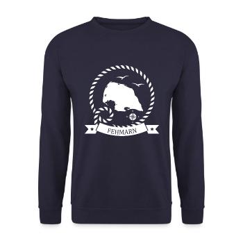 classic maritime Fehmarn shirt - gift - Unisex Sweatshirt - navy - Front - Alina (178cm) & Michal (187cm)