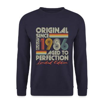 Août 1986 Vintage Rétro Anniversaire - Sweat-shirt Unisexe - marine - Devant - Alina (178cm) & Michal (187cm)