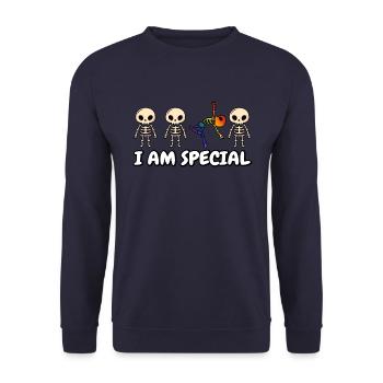 I'am Special Regenbogen Skelett LGBT Pride Month - Unisex Pullover - Navy - Vorne - Alina (178cm) & Michal (187cm)