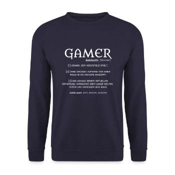 Gamer Definition - Unisex Pullover - Navy - Vorne - Alina (178cm) & Michal (187cm)