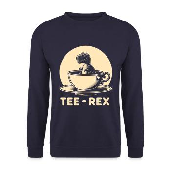 Tee Rex Dinosaurier Spruch - Unisex Pullover - Navy - Vorne - Alina (178cm) & Michal (187cm)