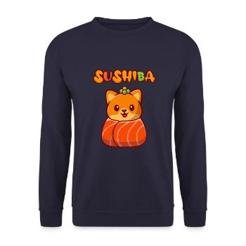 Shiba Inu - Sushiba - Unisex Sweatshirt - navy - Front - Alina (178cm) & Michal (187cm)